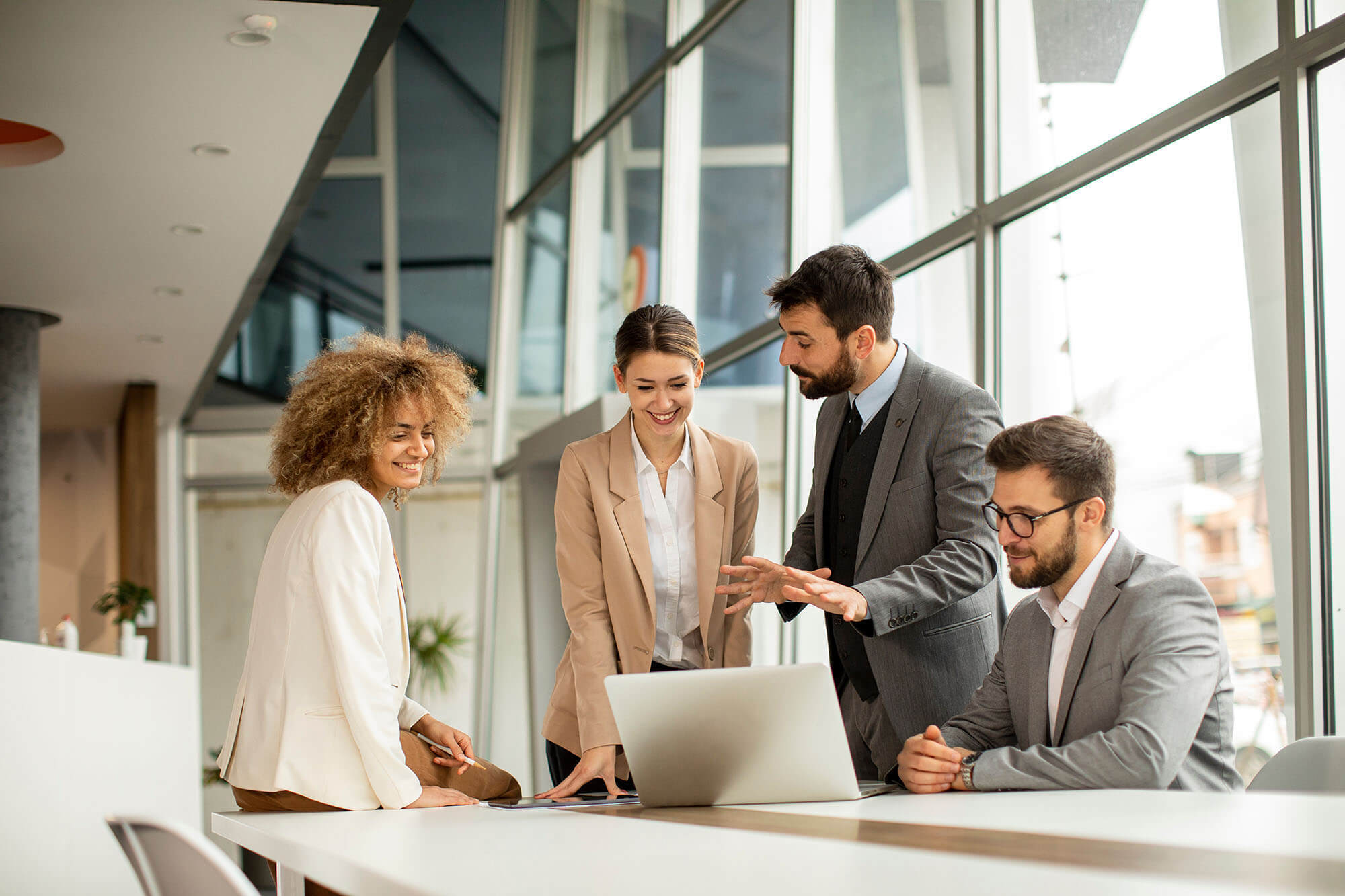 Business people discussing work