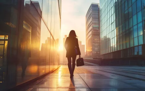 businesswoman-walking-near-business-center